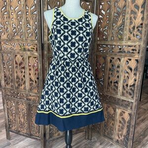 Elegant Navy and Yellow Bee Motif Dress